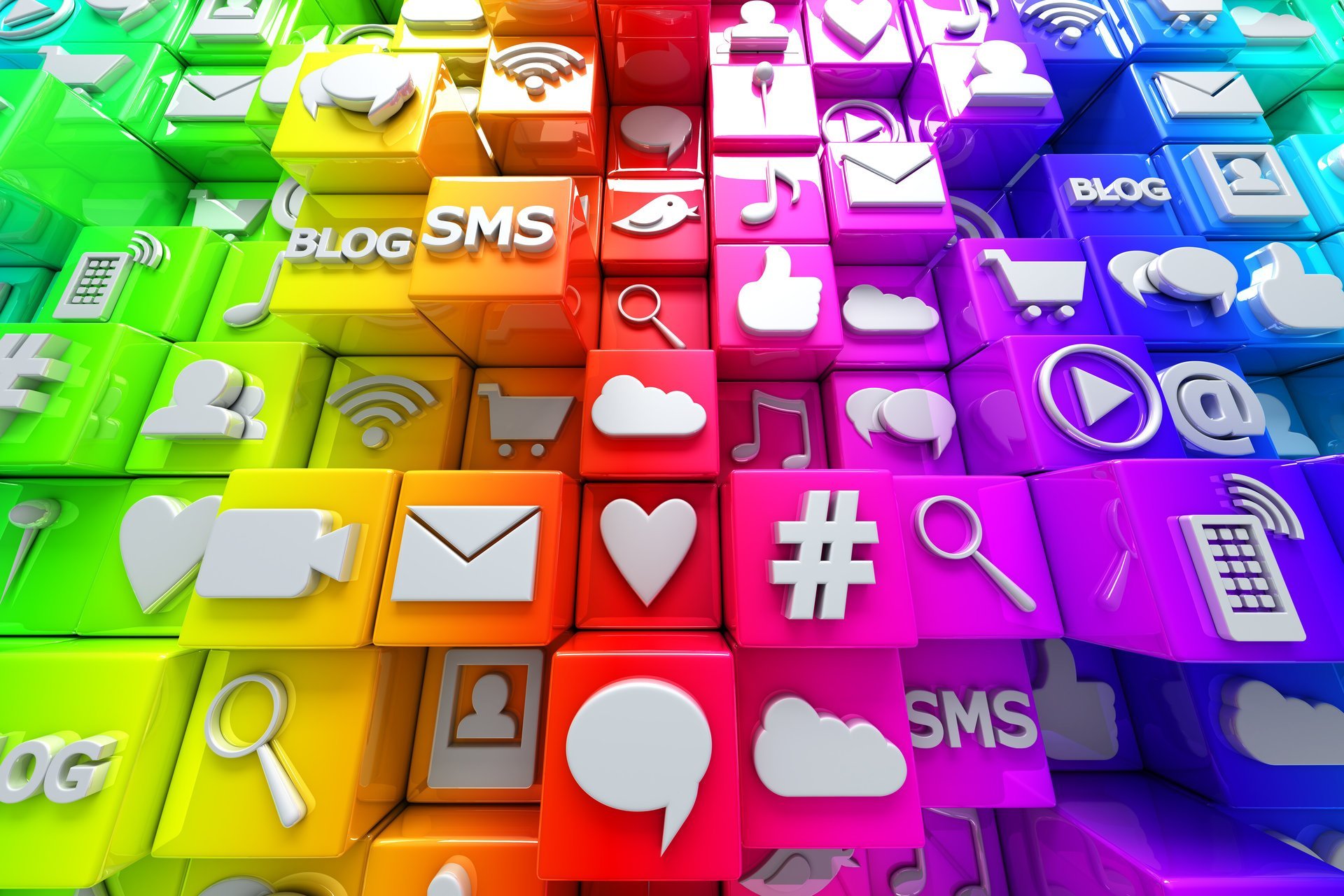 Social Media Icons 3d Cubes Colorful Blocks Social - Fond D Écran Fluo , HD Wallpaper & Backgrounds