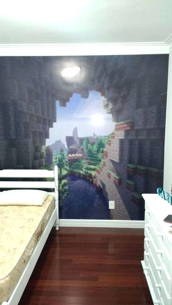 Minecraft Wallpaper For Bedroom Wallpaper For Bedroom - Quarto Papel De Parede Minecraft , HD Wallpaper & Backgrounds