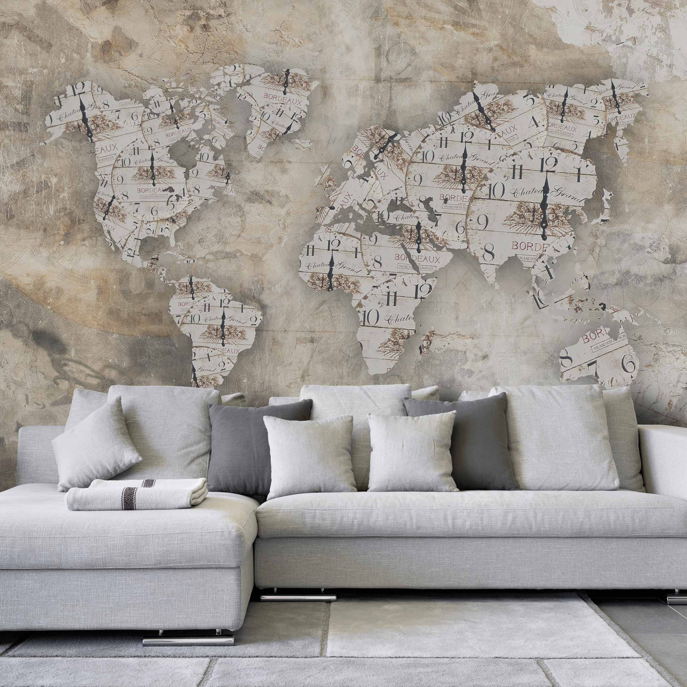 Modern Geometric Wallpaper Awesome Weltkarte Wallpaper - Cushions On Grey Lounge , HD Wallpaper & Backgrounds