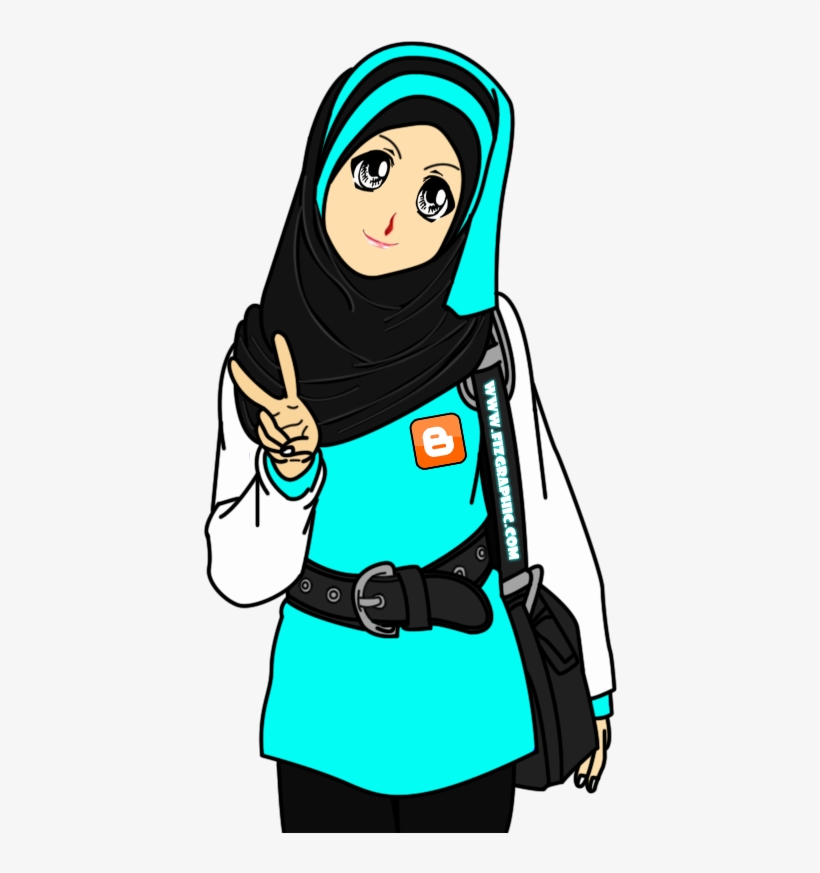 Gambar Kartun Muslimah Peace - Cute Muslimah Cartoon , HD Wallpaper & Backgrounds