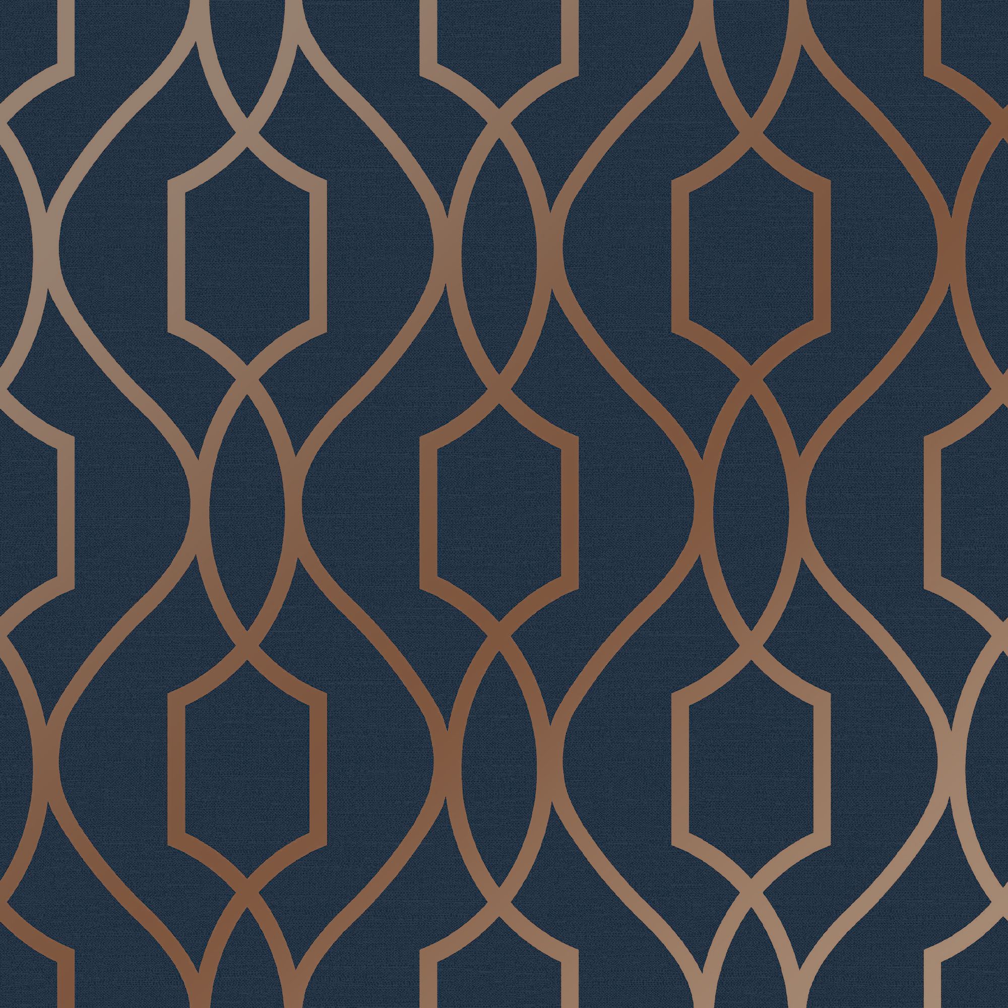Dark Blue And Gold Geometric Wallpaper Copper Midnight - Navy And Gold Geometric , HD Wallpaper & Backgrounds