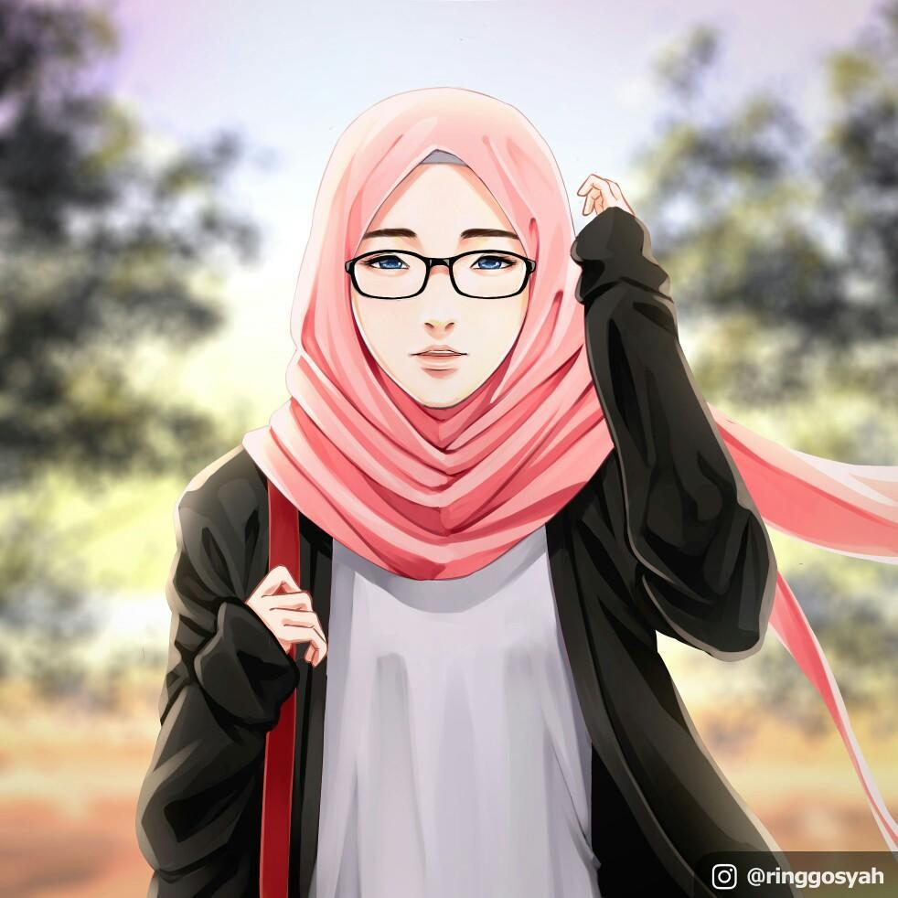  Gambar  Kartun  Berhijab  Moderen Hijab Girl Anime Hijab 