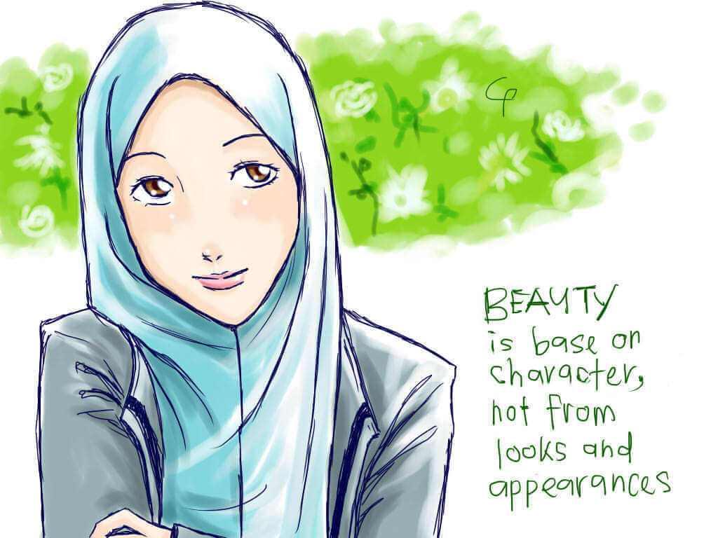 Orang Berjilbab Cantik Kartun , HD Wallpaper & Backgrounds