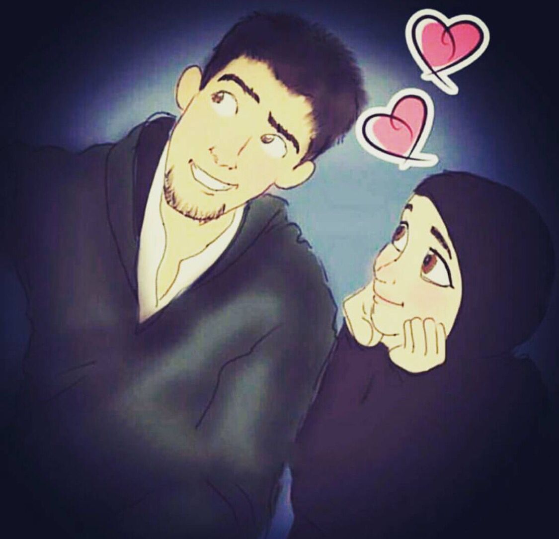 Islamic Anime Wallpaper Beautiful Love Muslim Couples - Islamic Couple Cartoon Hd , HD Wallpaper & Backgrounds