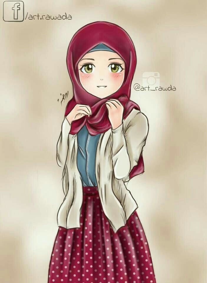 Islamic Anime Wallpaper New Pin By Shayma On Hijab - Cute Girls Hijab Cartoon , HD Wallpaper & Backgrounds