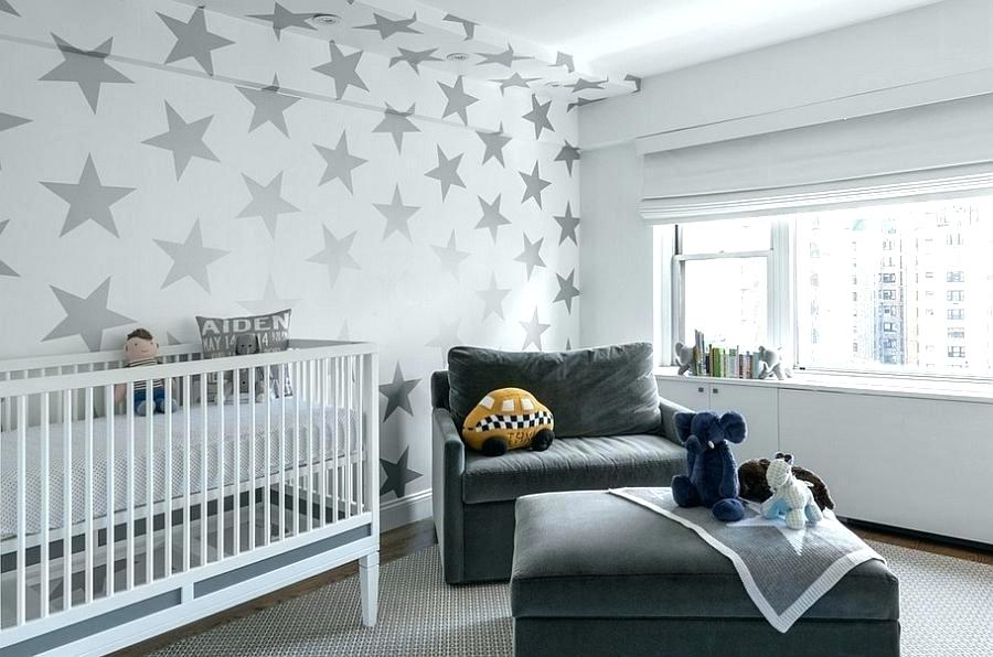 Baby Boy Nursery Wallpaper Er For Room Bedroom Wallpapers - Grey And White Star Nursery , HD Wallpaper & Backgrounds