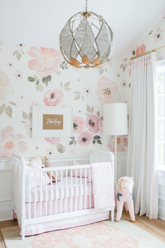 Baby Girl Bedroom Wallpaper - Pink Nursery , HD Wallpaper & Backgrounds