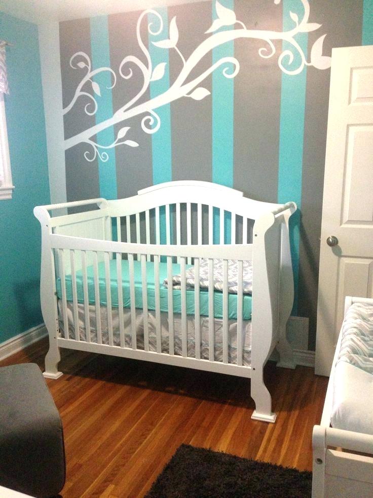 Nursery Wallpaper Ideas Gray Baby Nursery Gray And - Turquoise And Grey Baby Room , HD Wallpaper & Backgrounds