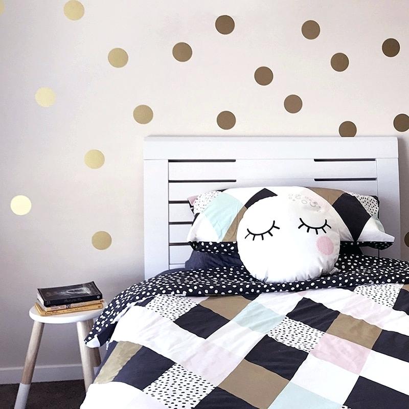 Gold Polka Dots Kids Room Baby Wall Stickers Children - Wall Stiker Dinding Kamar , HD Wallpaper & Backgrounds
