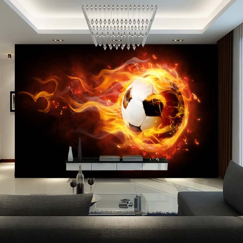 Custom Modern Fantasy 3d Wallpaper Mural Children's - Football And Basketball Fire , HD Wallpaper & Backgrounds