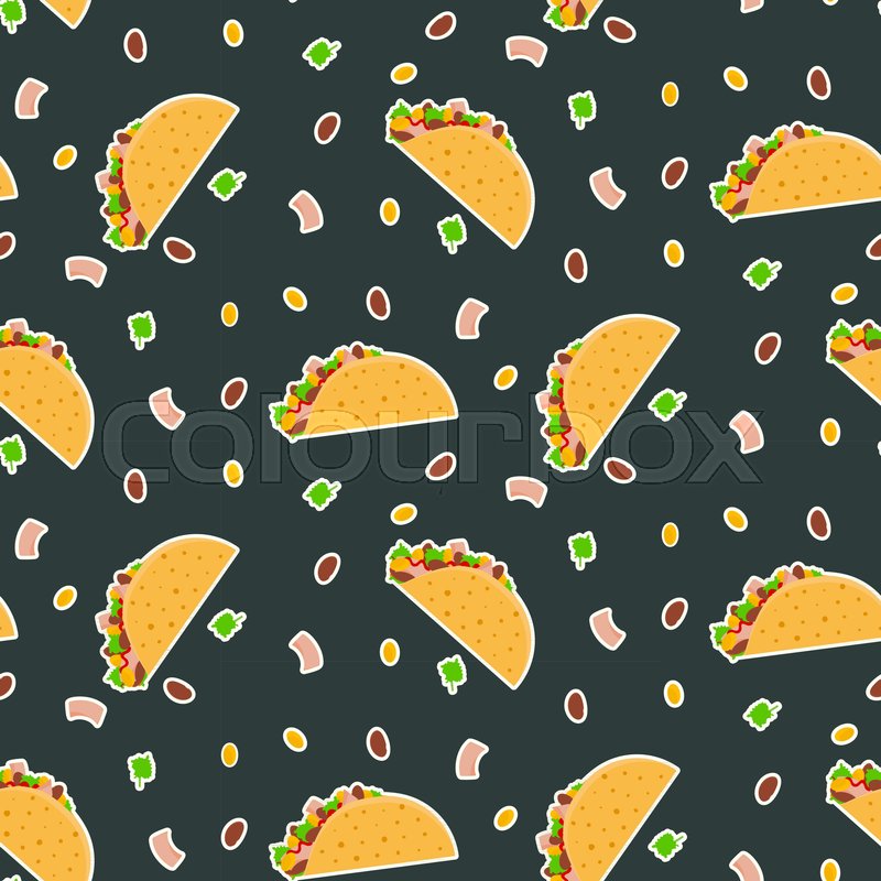 Stock Vector Of 'cute Cartoon Contrast Vector Mexican - Cute Taco Backgrounds , HD Wallpaper & Backgrounds