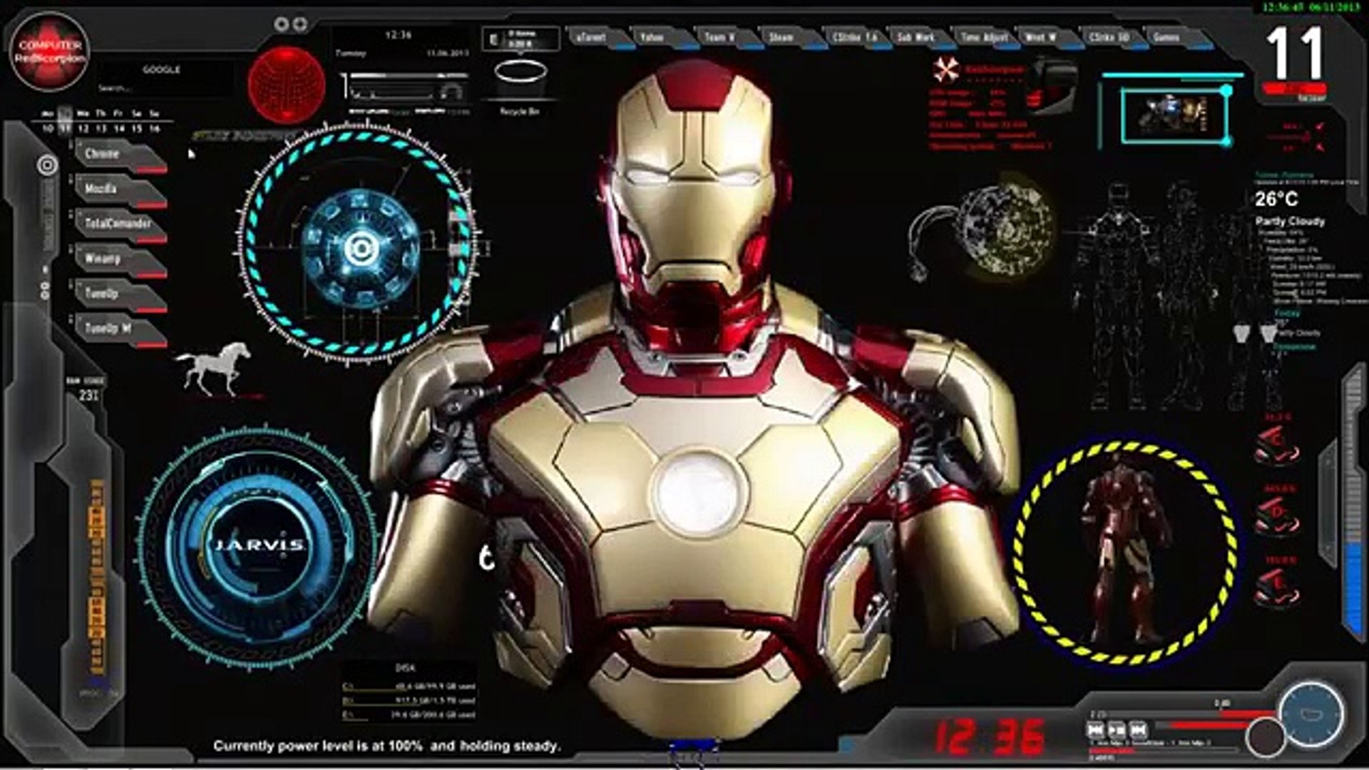 Update Iron Man Jarvis, Desktop Animated, Live - Skin Pc Iron Man , HD Wallpaper & Backgrounds