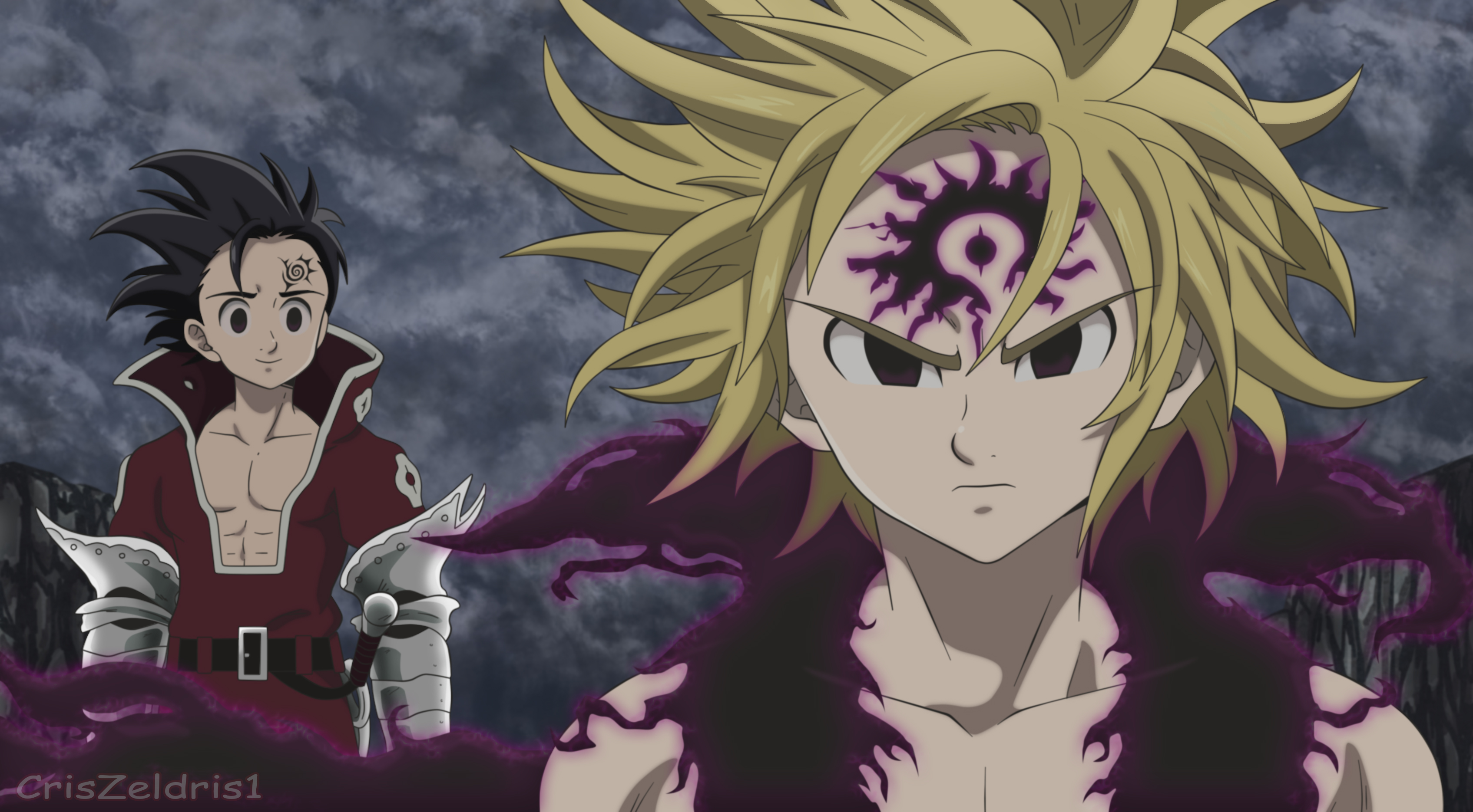 Zeldris , Meliodas Wallpaper And Background - Meliodas Assault Mode And Zeldris , HD Wallpaper & Backgrounds