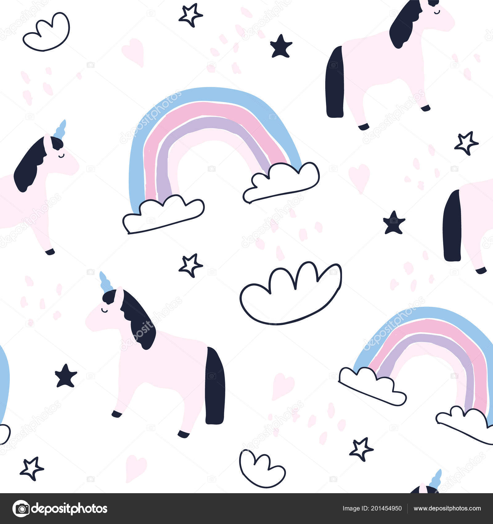 Cute Unicorns And Rainbows Seamless Pattern - Unicornios Bebe Fondos De Pantalla , HD Wallpaper & Backgrounds