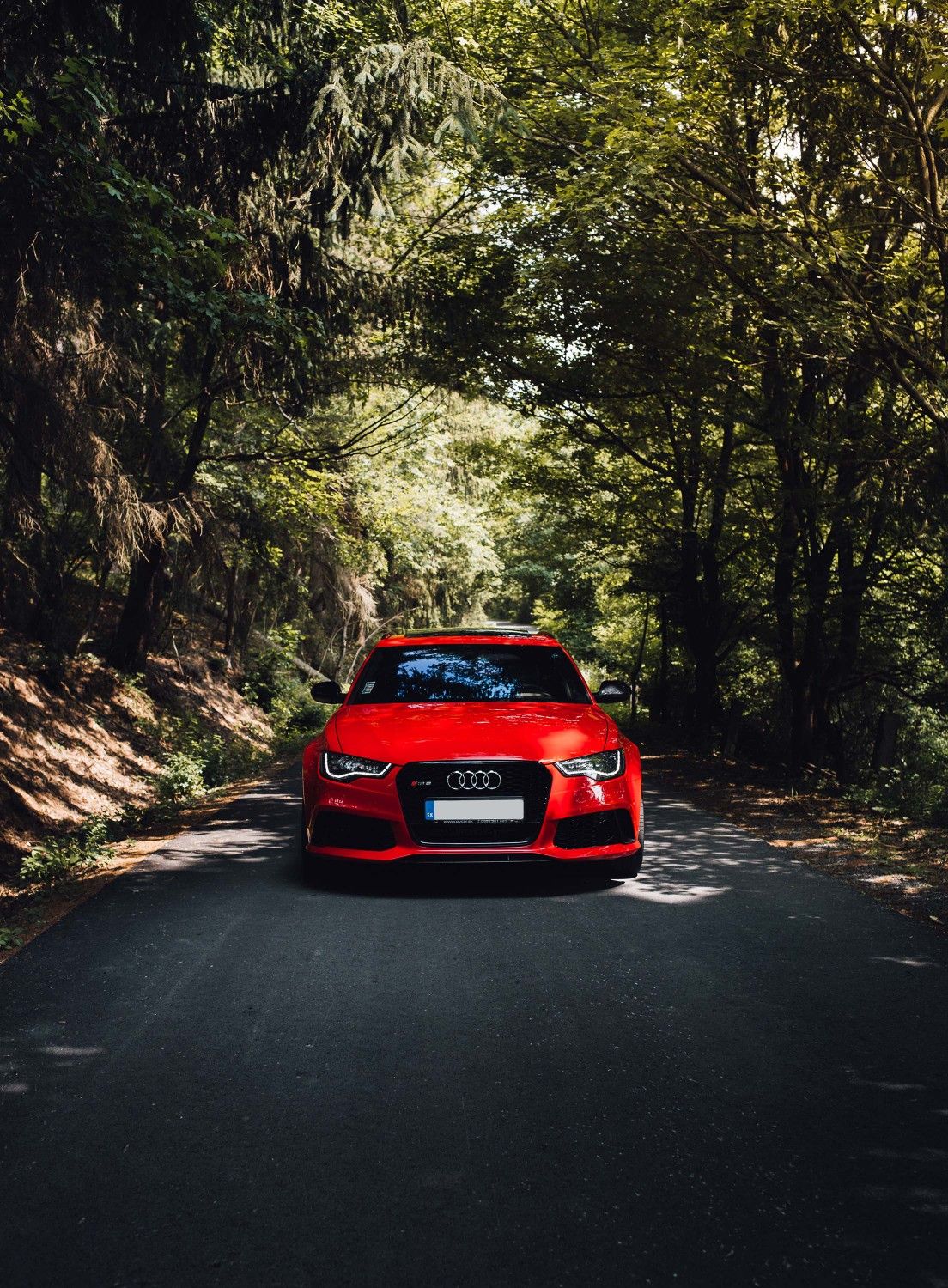 Red - Audi Car In Forest , HD Wallpaper & Backgrounds