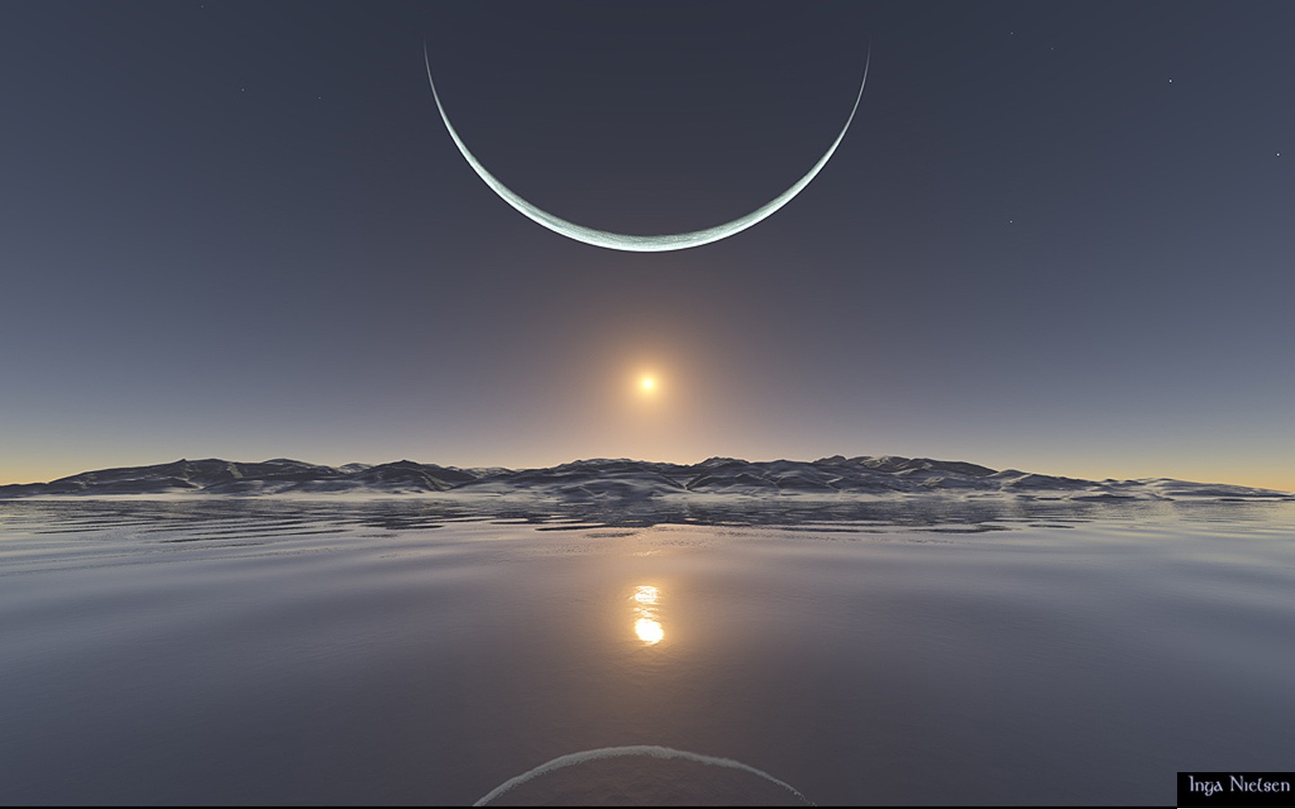 Reflection Sky Moon Amazing Sun Water Sunset Tropical - Moon , HD Wallpaper & Backgrounds