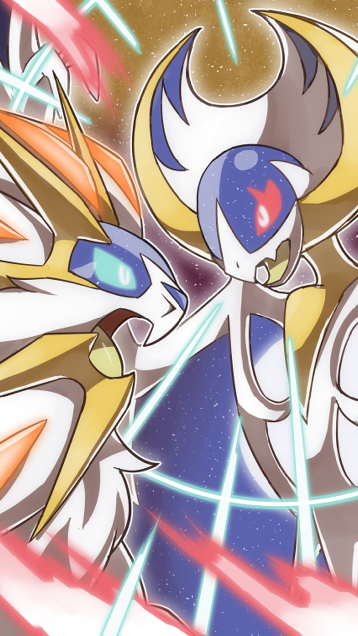 Wallpaper - Solgaleo And Lunala Battle , HD Wallpaper & Backgrounds