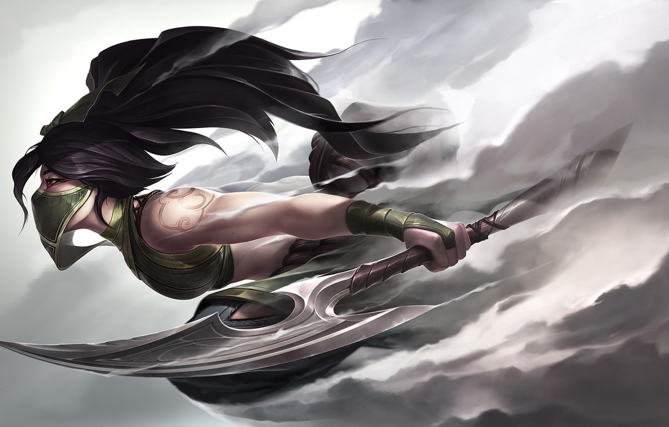 Photo Wallpaper Girl, Art, Akali, League Of Legends, - Akali Fan Art Rework , HD Wallpaper & Backgrounds