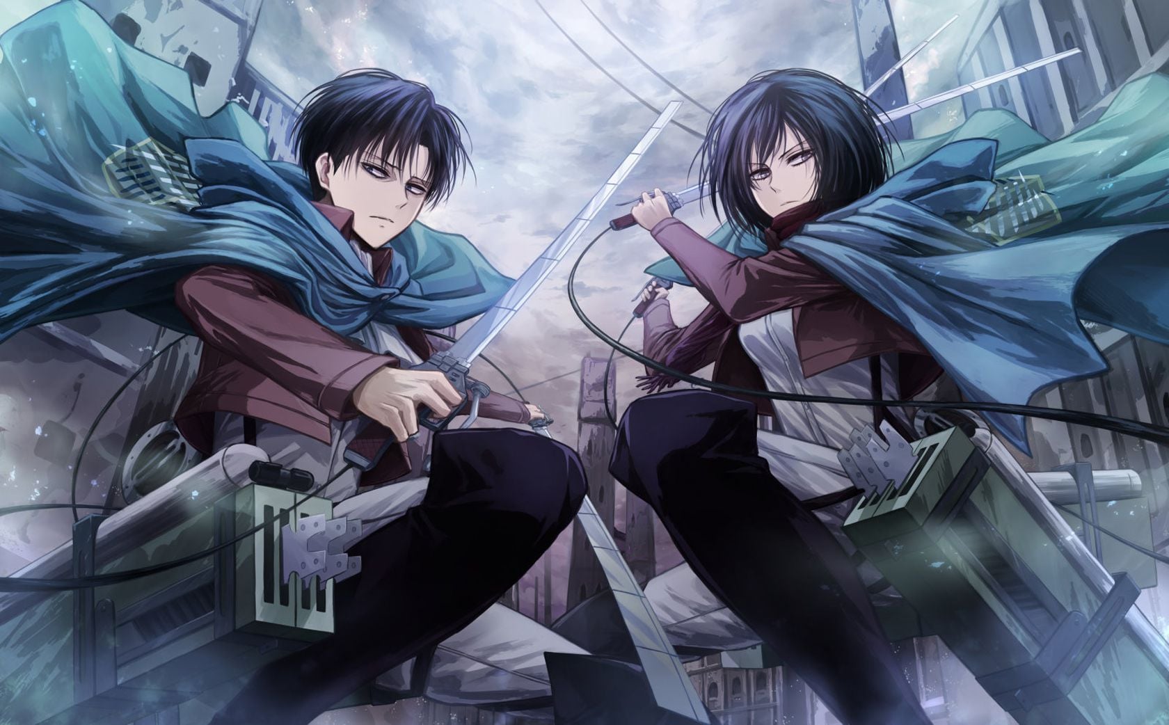 Attack - Shingeki No Kyojin Mikasa E Levi , HD Wallpaper & Backgrounds