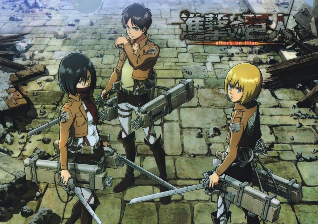 Attack On Titan Eren Mikasa Armin , HD Wallpaper & Backgrounds