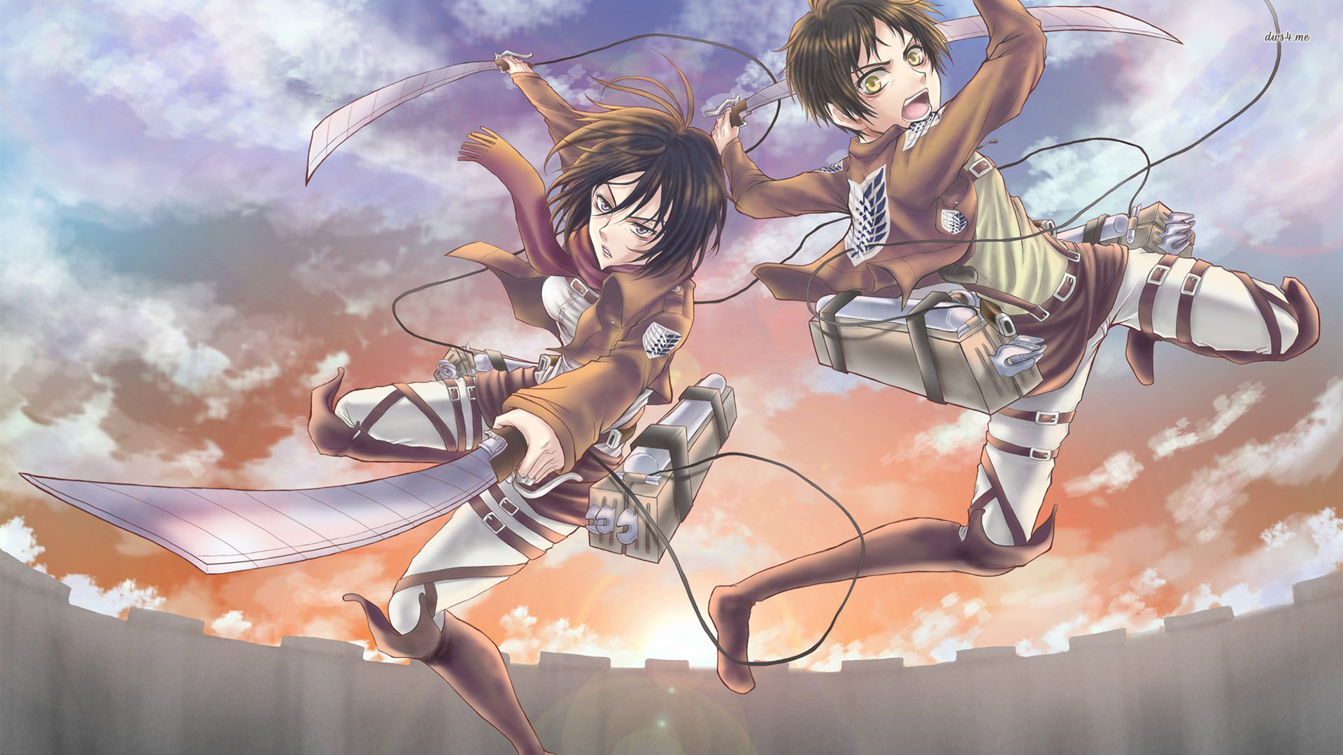 Long Hair, Anime, Attack On Titan, Illustration, Fictional - Attack On Titan Wallpaper Mikasa And Eren , HD Wallpaper & Backgrounds