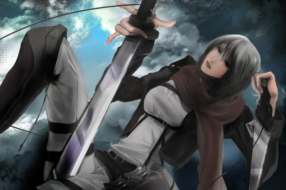 Mikasa Ackerman Blades Shingeki No Kyojin - Shingeki No Kyojin Mikasa Art , HD Wallpaper & Backgrounds