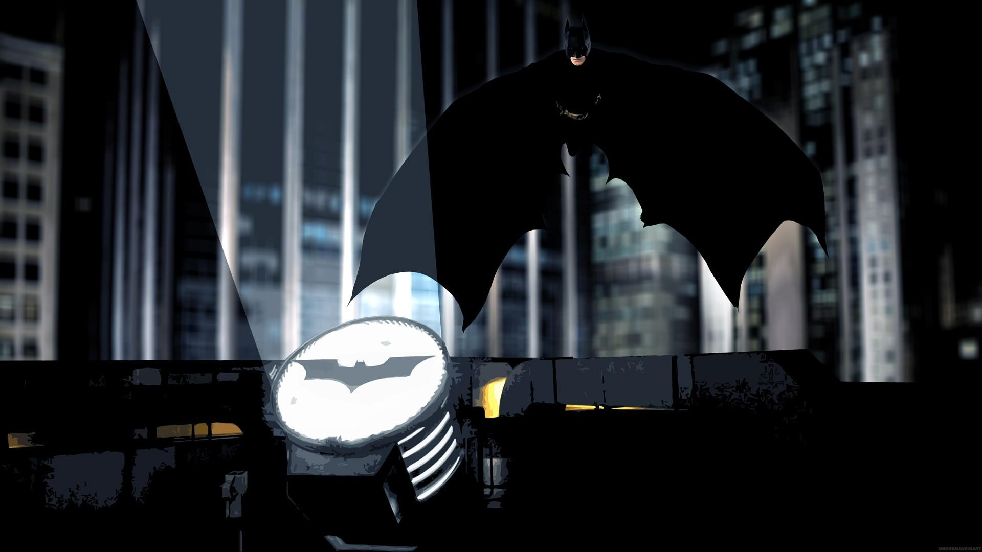 Good Batman Superheroes Gotham City Artwork Spotlight - Gotham City And Batman Logo , HD Wallpaper & Backgrounds