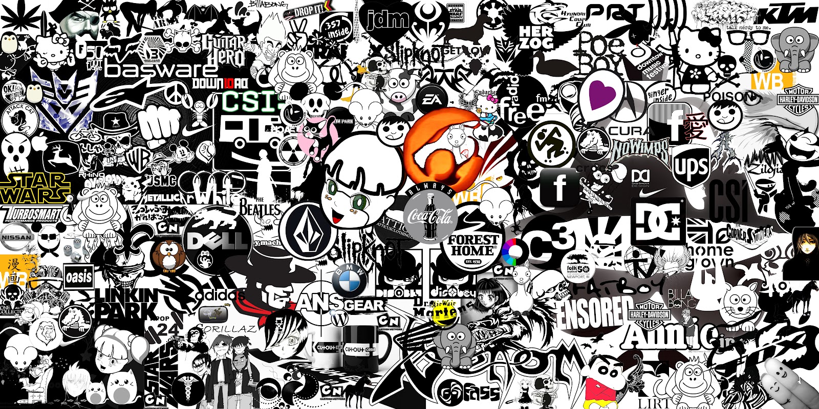 Pictures Of Sticker Bomb Wallpaper Black And White - Illustration , HD Wallpaper & Backgrounds