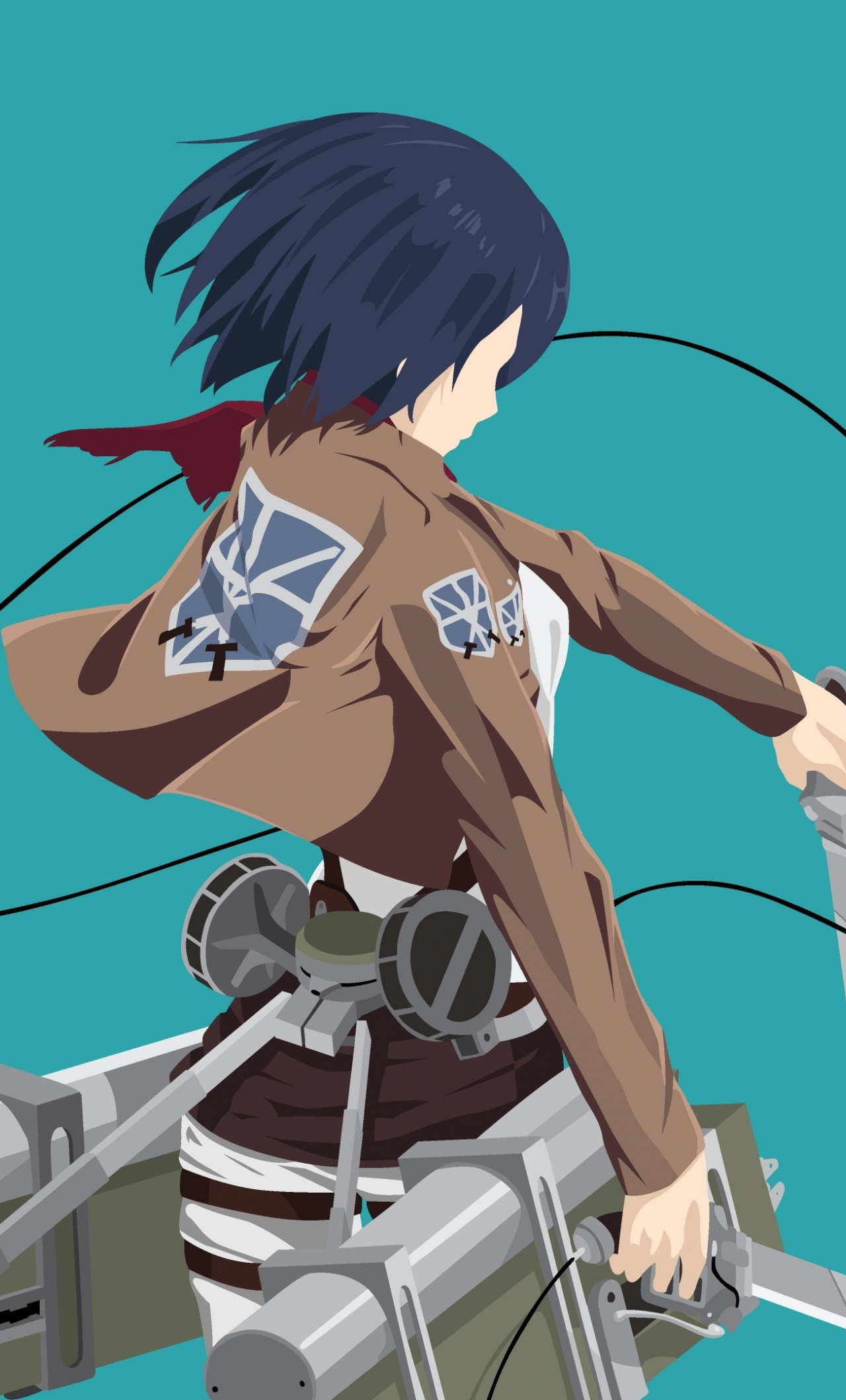Anime Girl, Mikasa Ackerman, Minimal, Wallpaper - Anime Wallpapers Mobile 4k , HD Wallpaper & Backgrounds