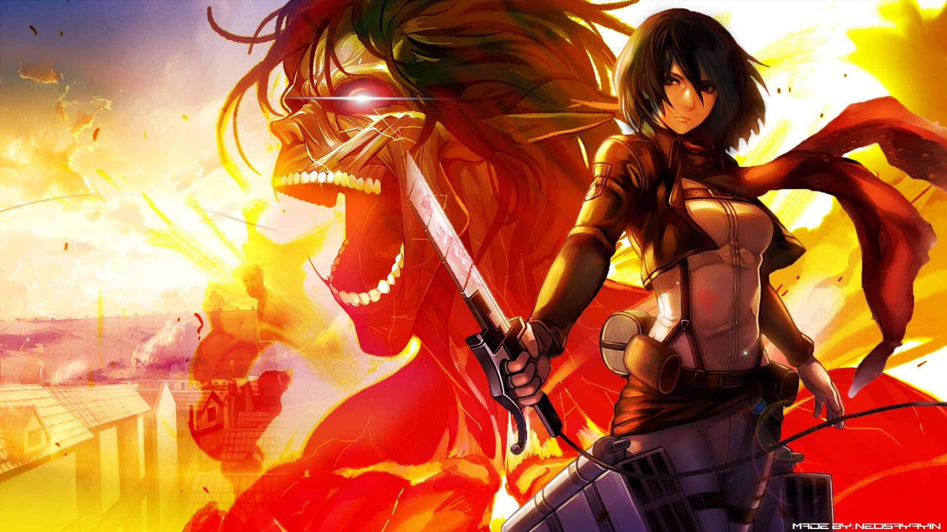 Attack On Titan Wallpaper Mikasa , HD Wallpaper & Backgrounds