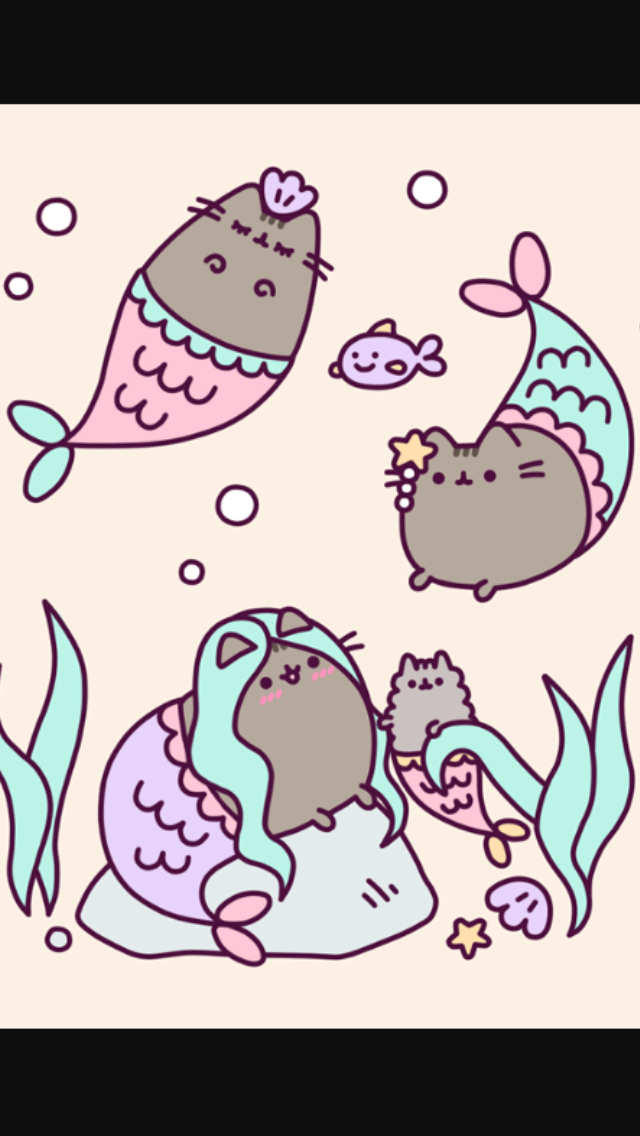 mermaid pusheen cat