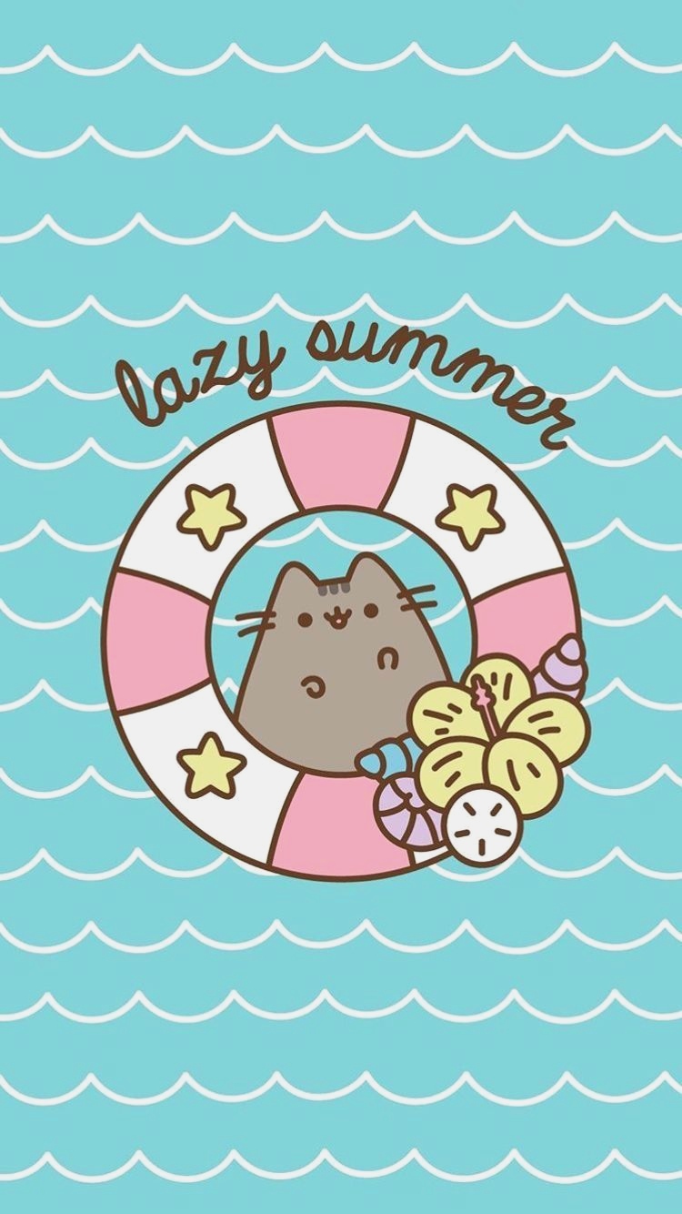 Gato Pusheen Kawaii Wallpaper Cat Wallpaper Wallpaper - Summer Wallpaper Pusheen , HD Wallpaper & Backgrounds