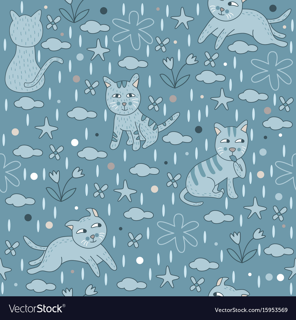 Cat Cartoon Wallpaper Blue , HD Wallpaper & Backgrounds