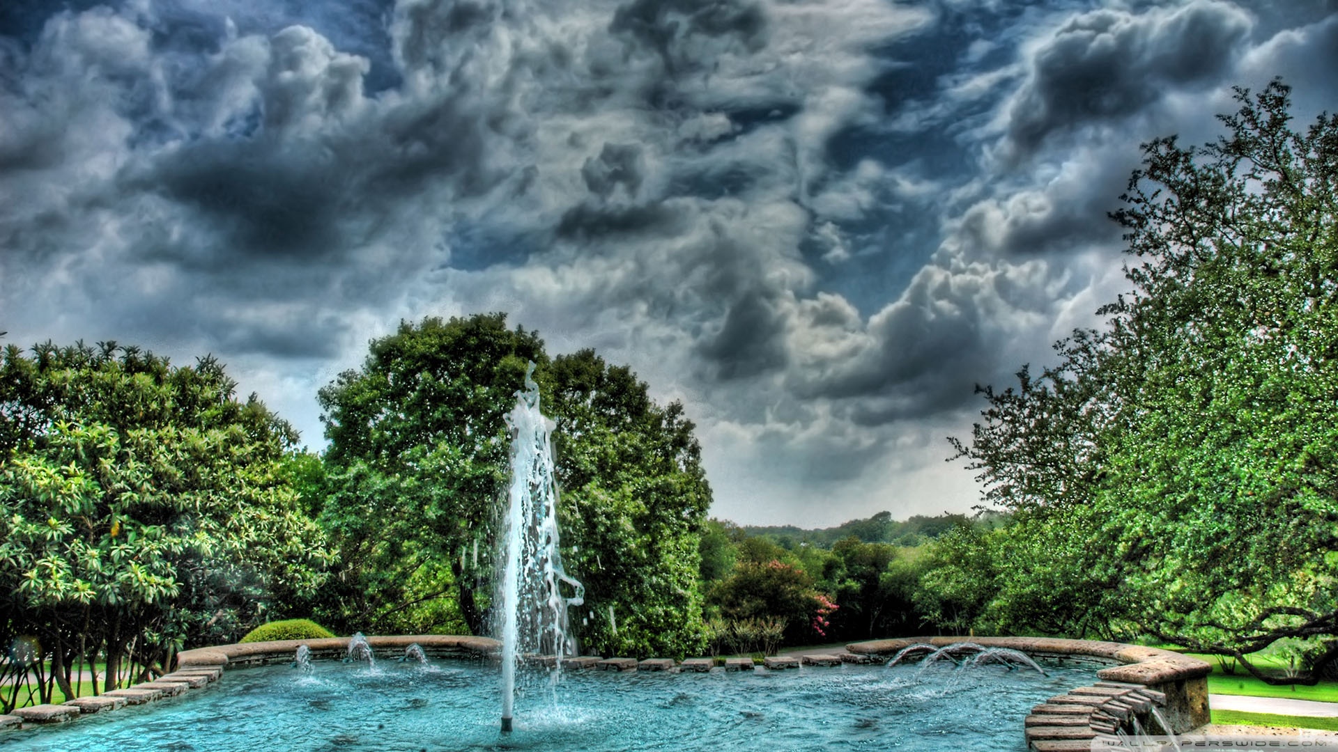 Fountain Hdr Wallpaper - Hq Wallpapers Nature , HD Wallpaper & Backgrounds