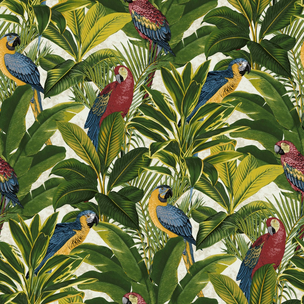 Grandeco Ideco Exotic Bird Pattern Parrot Motif Tropical - Parrot Wallpaper For Home , HD Wallpaper & Backgrounds