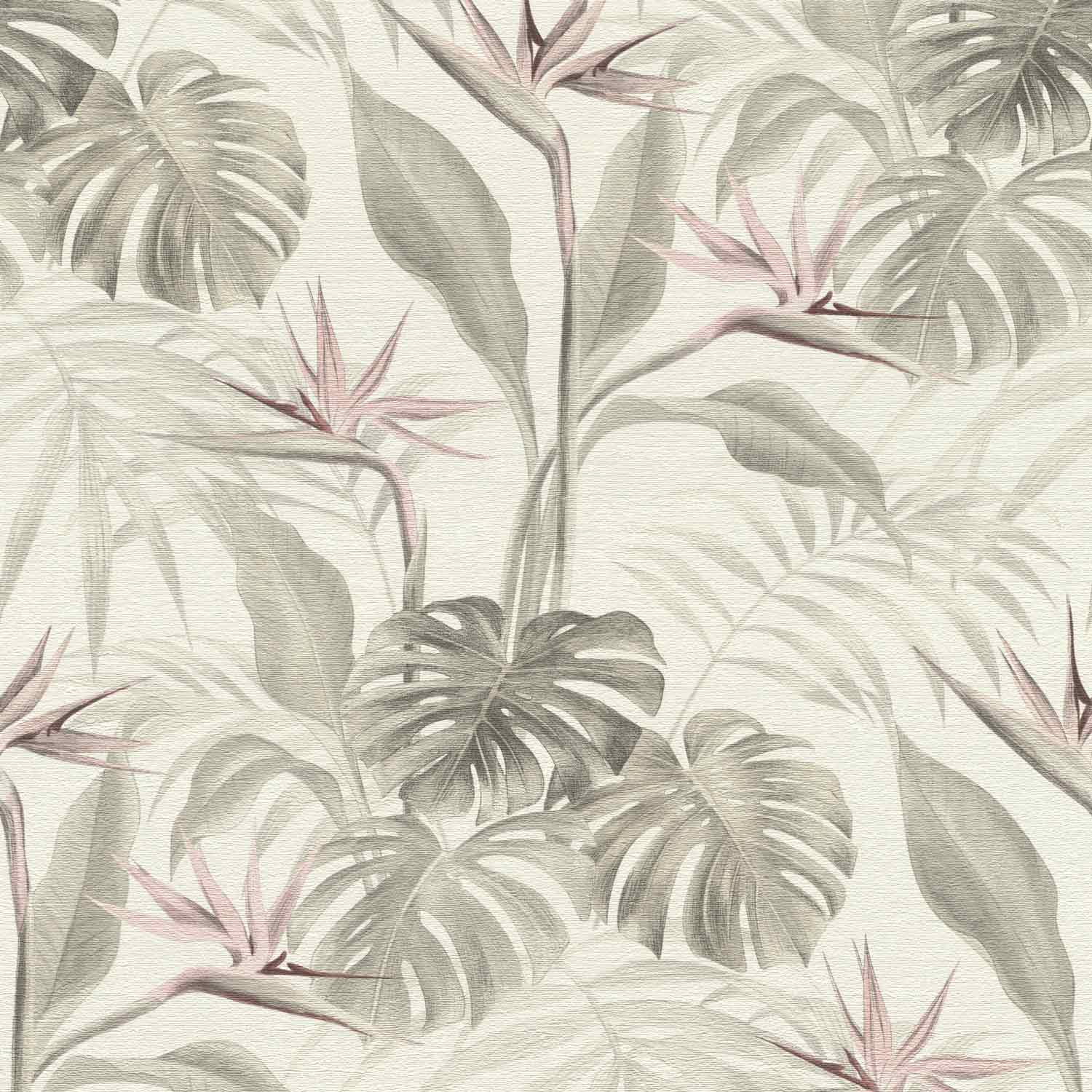Rasch Non-woven Wallpaper Tropical Leaves Cream 529005 - Rasch 529029 , HD Wallpaper & Backgrounds