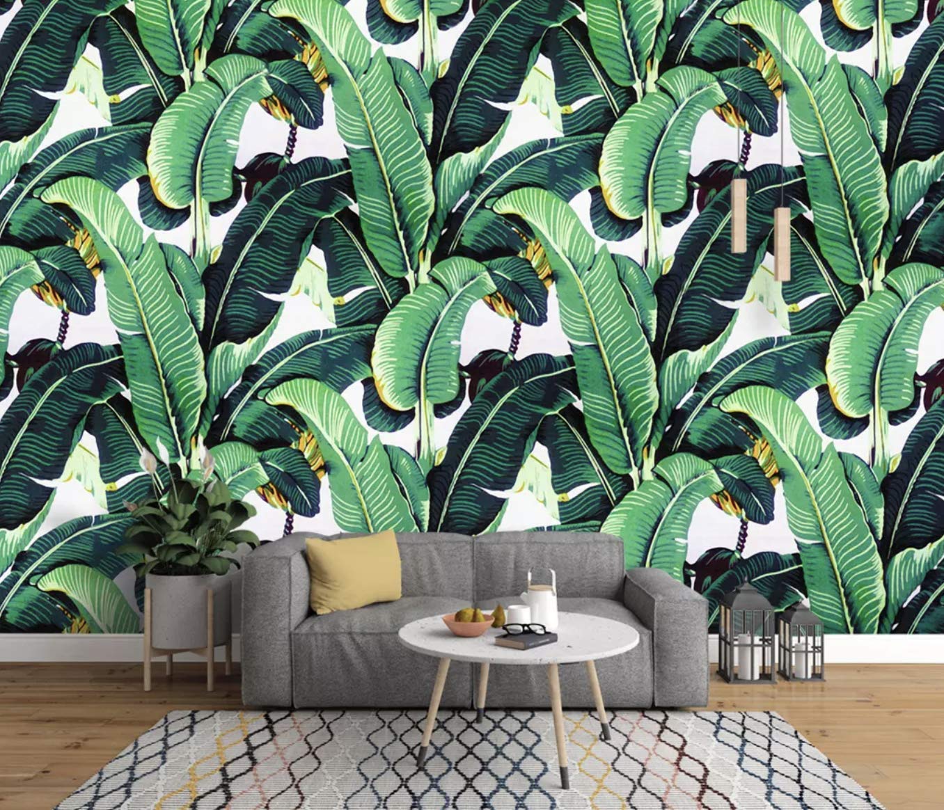 Murwall Banana Leaf Wallpaper Tropical Leaves Wall - Beverly Hills Banana Leaves , HD Wallpaper & Backgrounds
