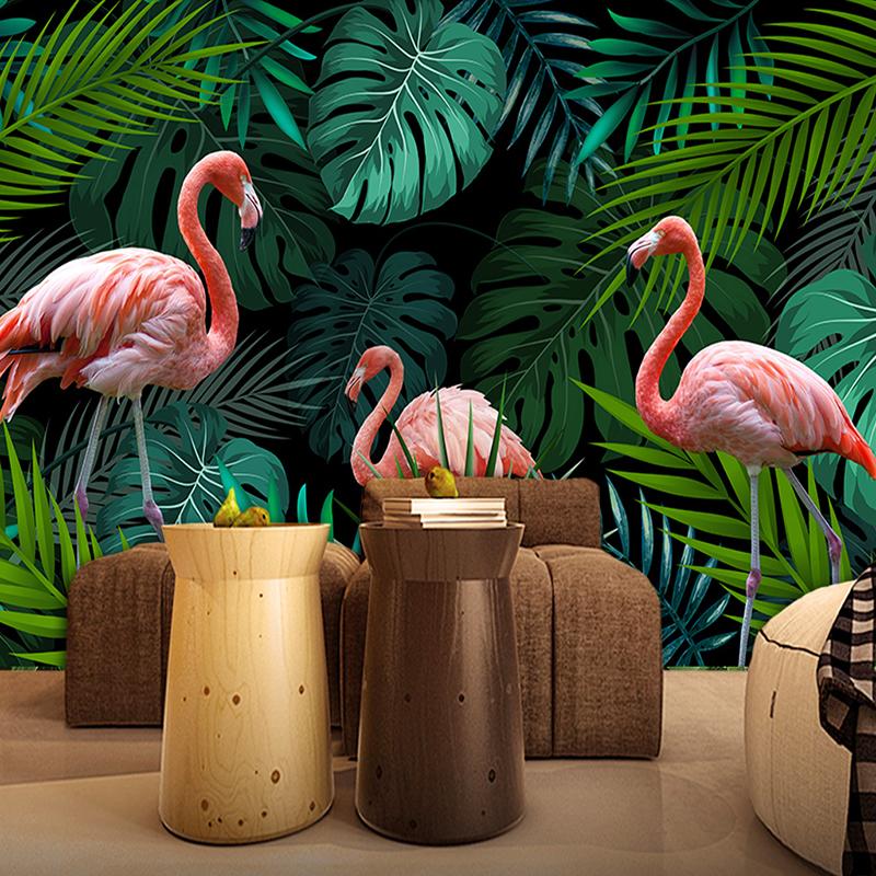 Tropical Leaves Flamingo , HD Wallpaper & Backgrounds