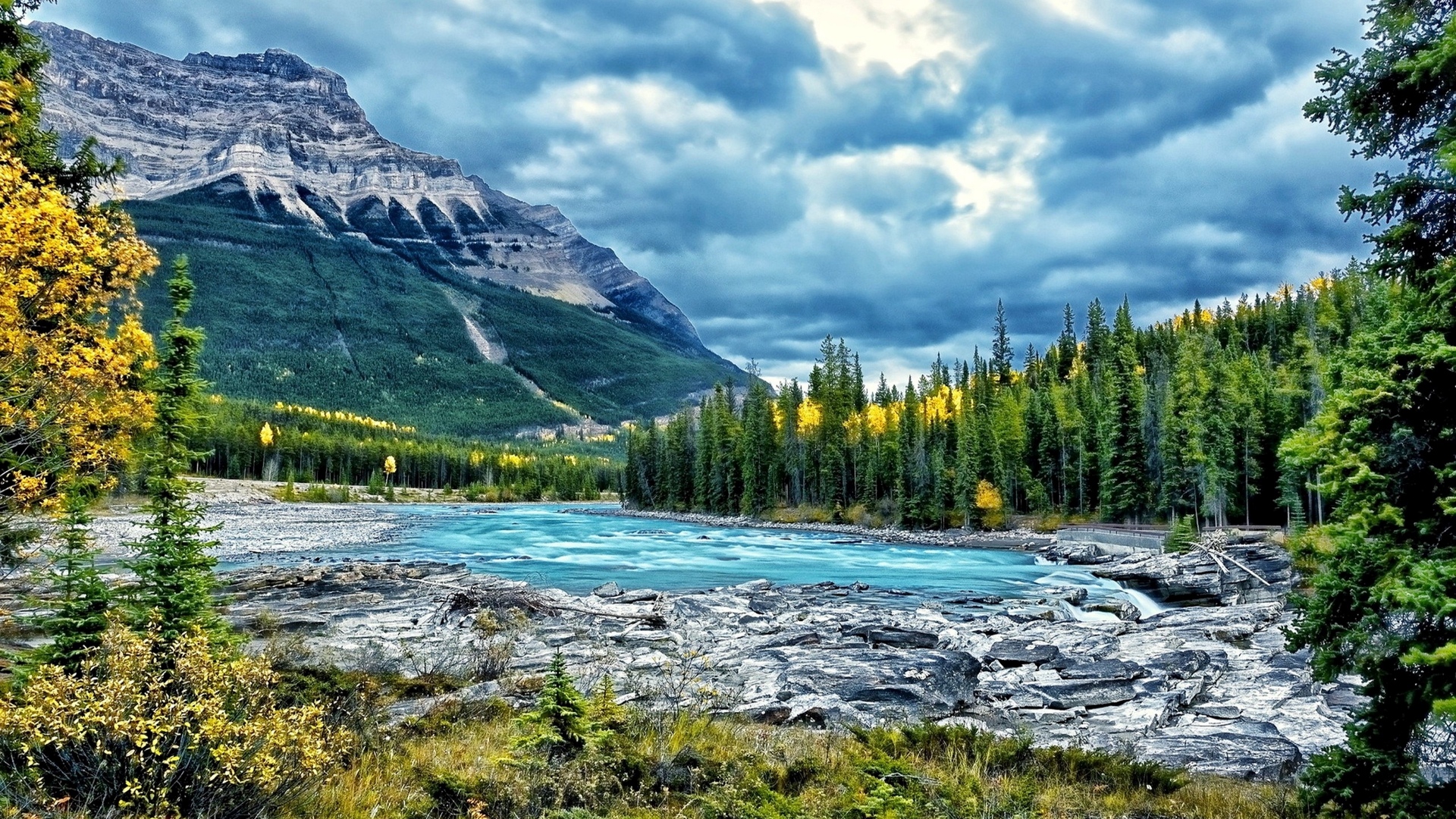 Wallpaper Mountain, River, Forest, Clouds, Landscape - Mountain And River Background , HD Wallpaper & Backgrounds