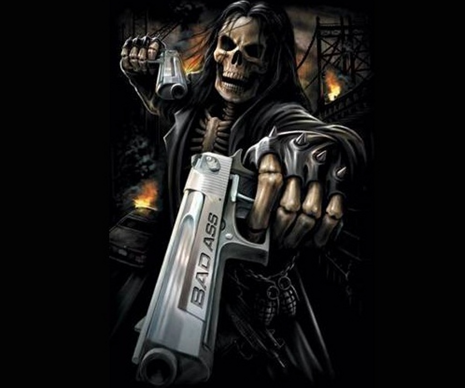 Grim Reaper Holding Gun , HD Wallpaper & Backgrounds