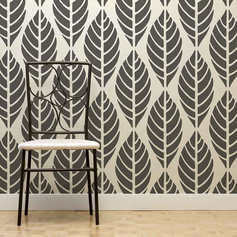 Leaves Stencils Large Leaf Wallpaper Design Tropical - Chair , HD Wallpaper & Backgrounds