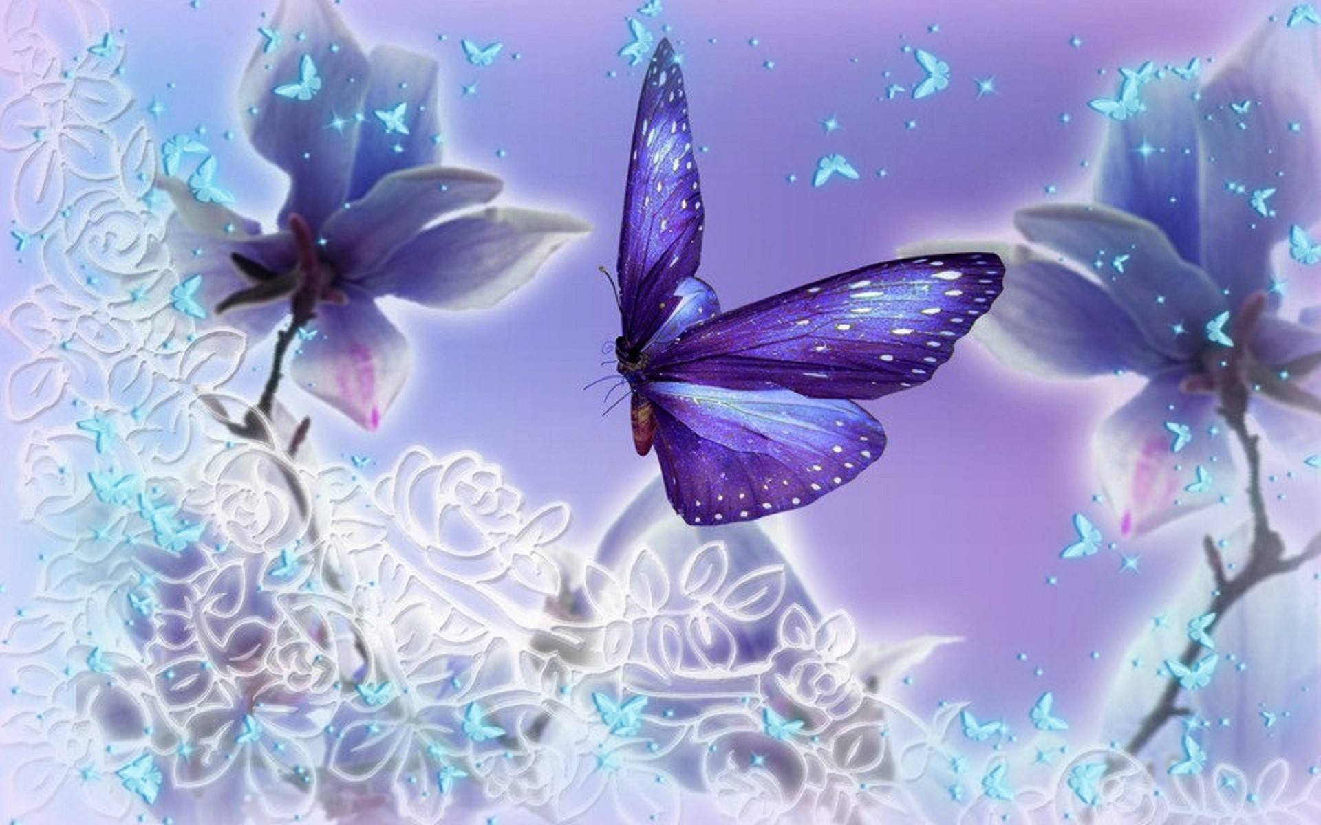 Beautiful Butterfly Wallpaper - Purple And Blue Butterfly Background , HD Wallpaper & Backgrounds