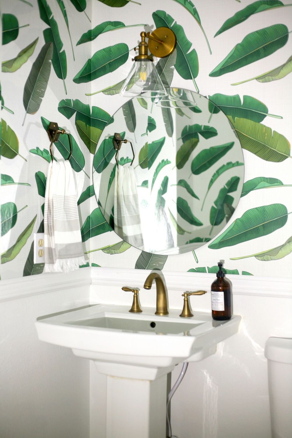 Removable Wallpaper In The Downstairs Powder Room And - Bathroom Sink , HD Wallpaper & Backgrounds