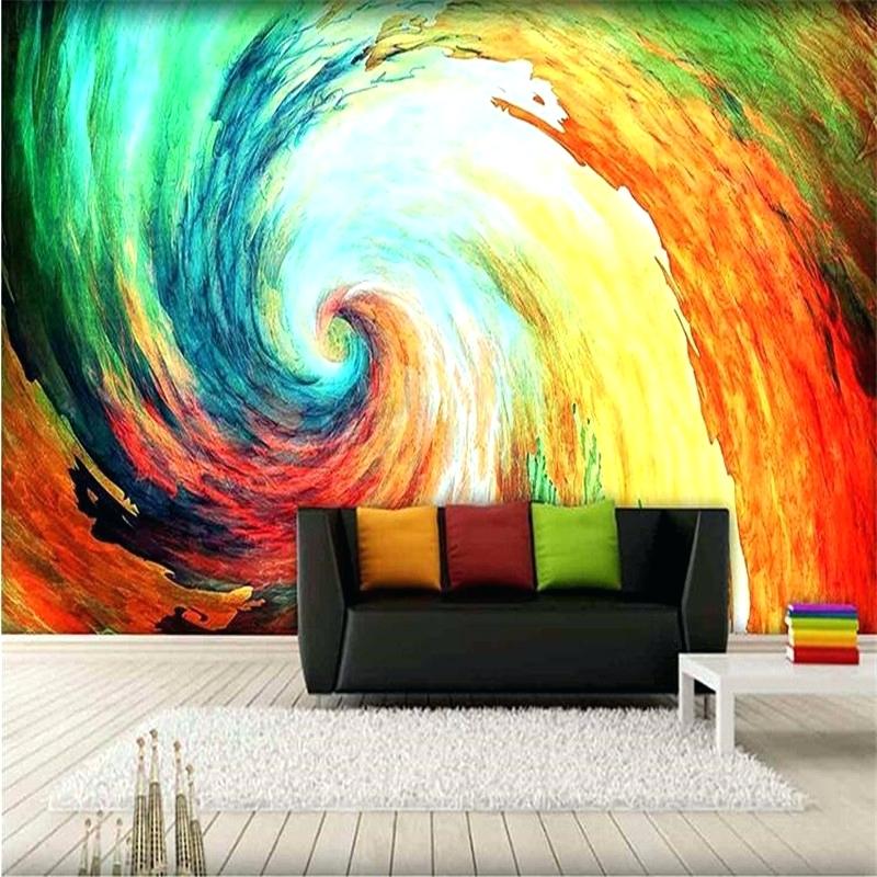 Silk Cloth Wallpaper Painted Canvas Perspective Wall - Multi Color Paintings , HD Wallpaper & Backgrounds