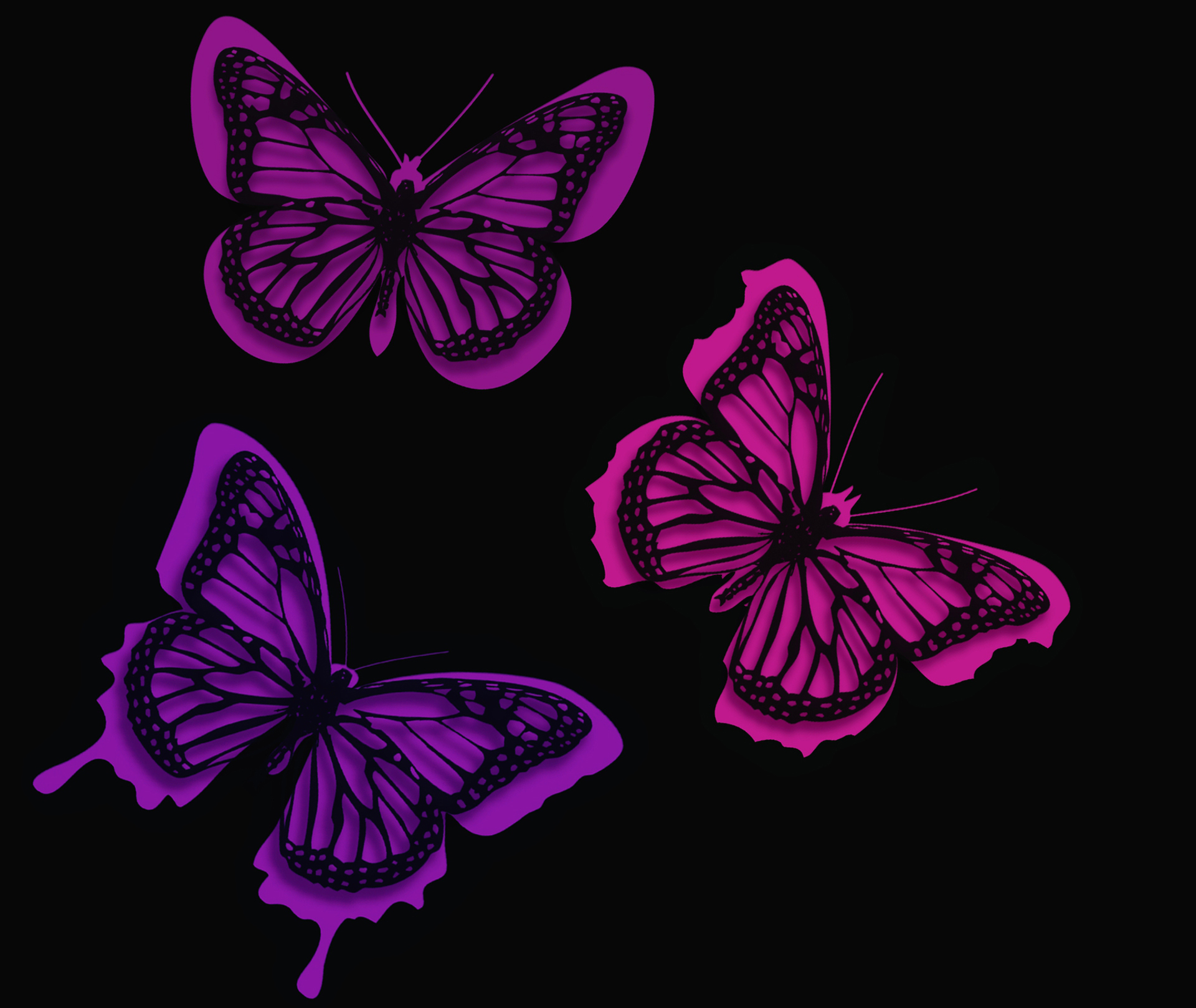 Pink Butterflies Artistic - Pink Neon Butterfly , HD Wallpaper & Backgrounds