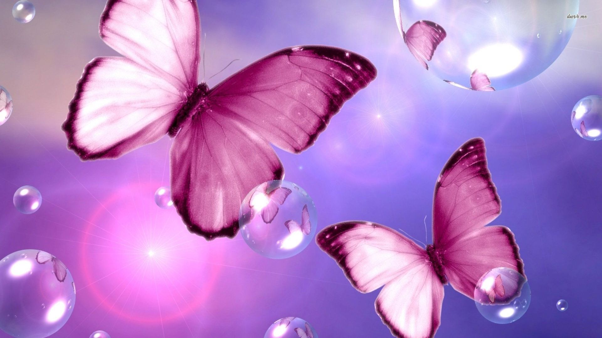 Pink Butterflies Wallpaper - Butterflies And Bubbles Background , HD Wallpaper & Backgrounds