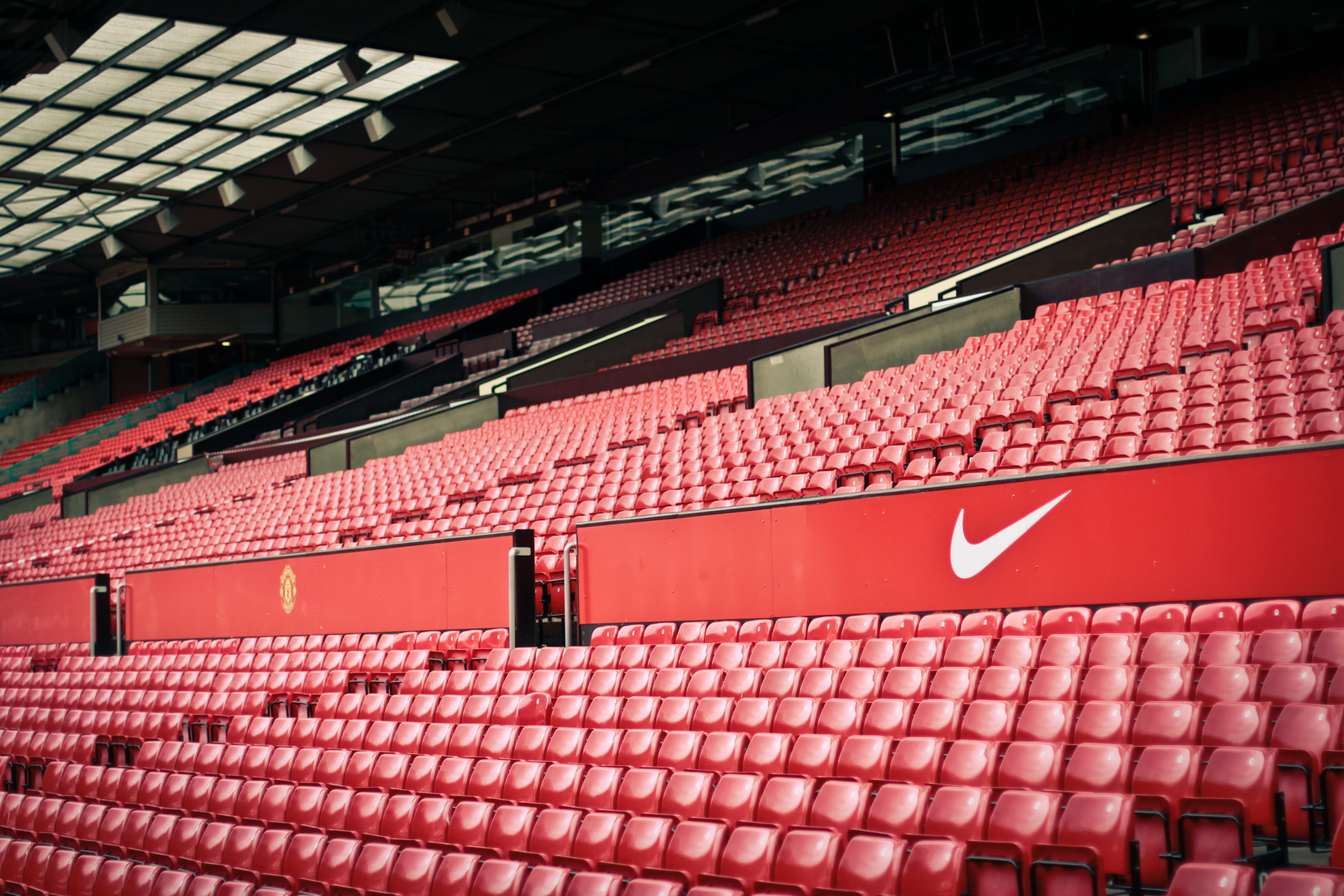 Red Nike Logo, Football, Stadium, Manchester United, - Old Trafford , HD Wallpaper & Backgrounds