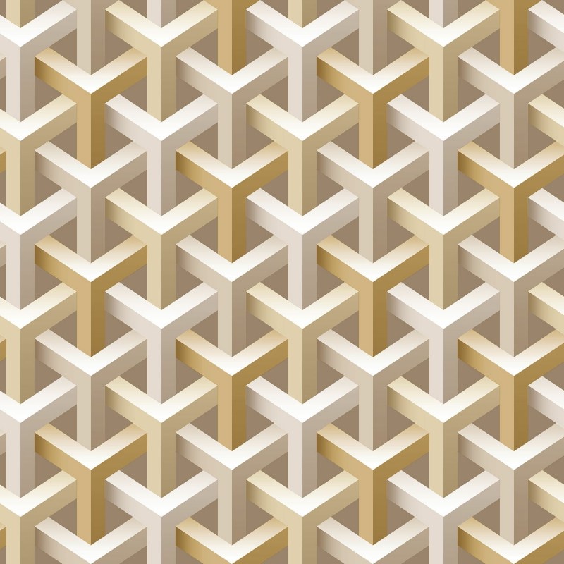 Cream And Gold 3d Geometric Pattern Wallpaper A4-25p53 - 3d Pattern , HD Wallpaper & Backgrounds