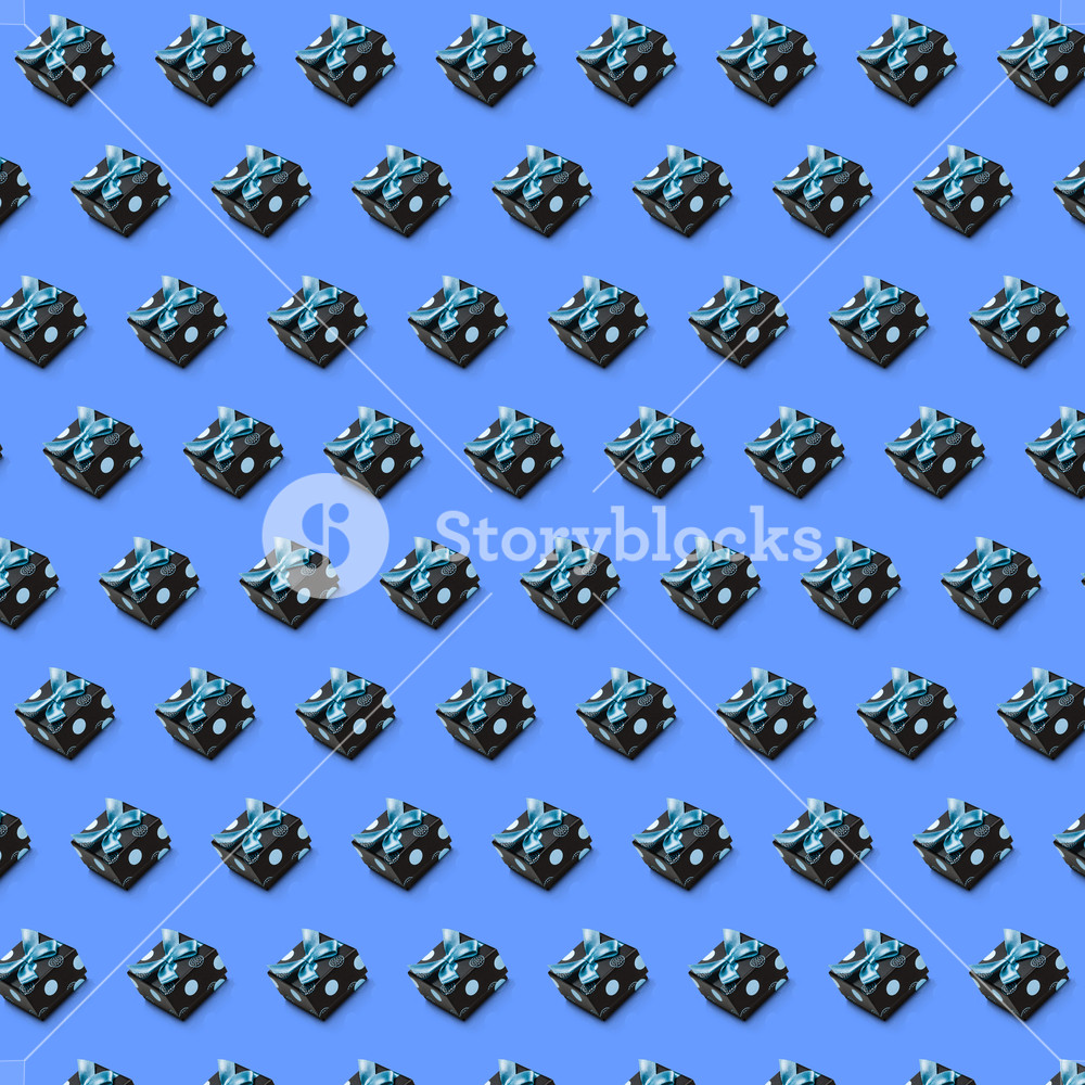 Blue Geometric Pattern With Small Wrapped Black Present - Pattern , HD Wallpaper & Backgrounds