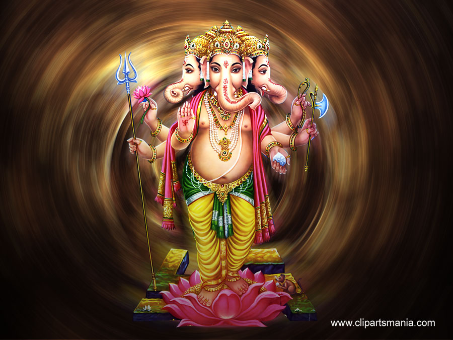 Rare Ganesha Three Face Standing Hd Wallpaper - Trimurti Ganesh , HD Wallpaper & Backgrounds
